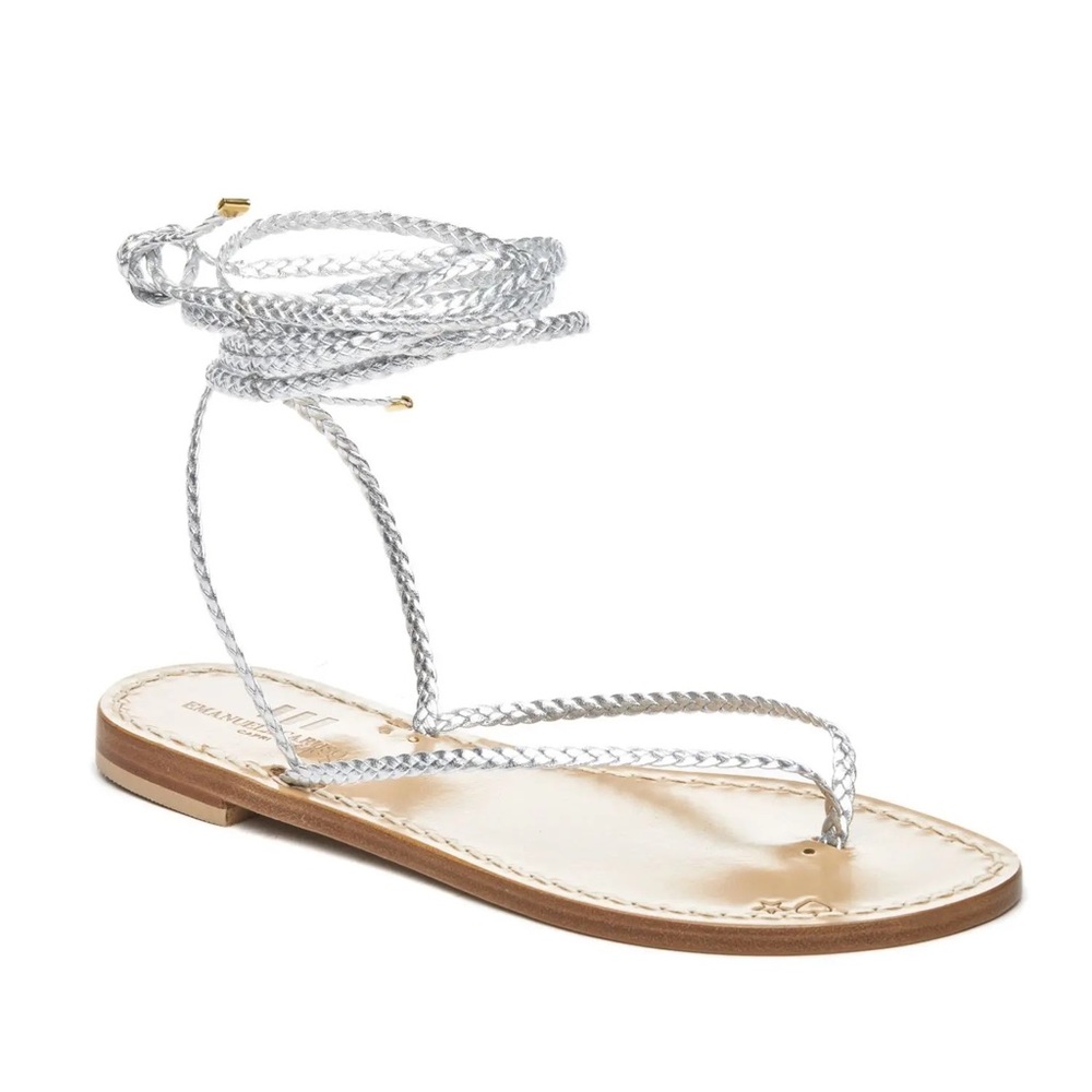 COPY - Emanuela Caruso Hand nailed braid ankle sandals minimal pink size 38